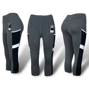 Women's Capri Pants Yoga Gym Casual Running Jogging Capri Leggings with Pockets